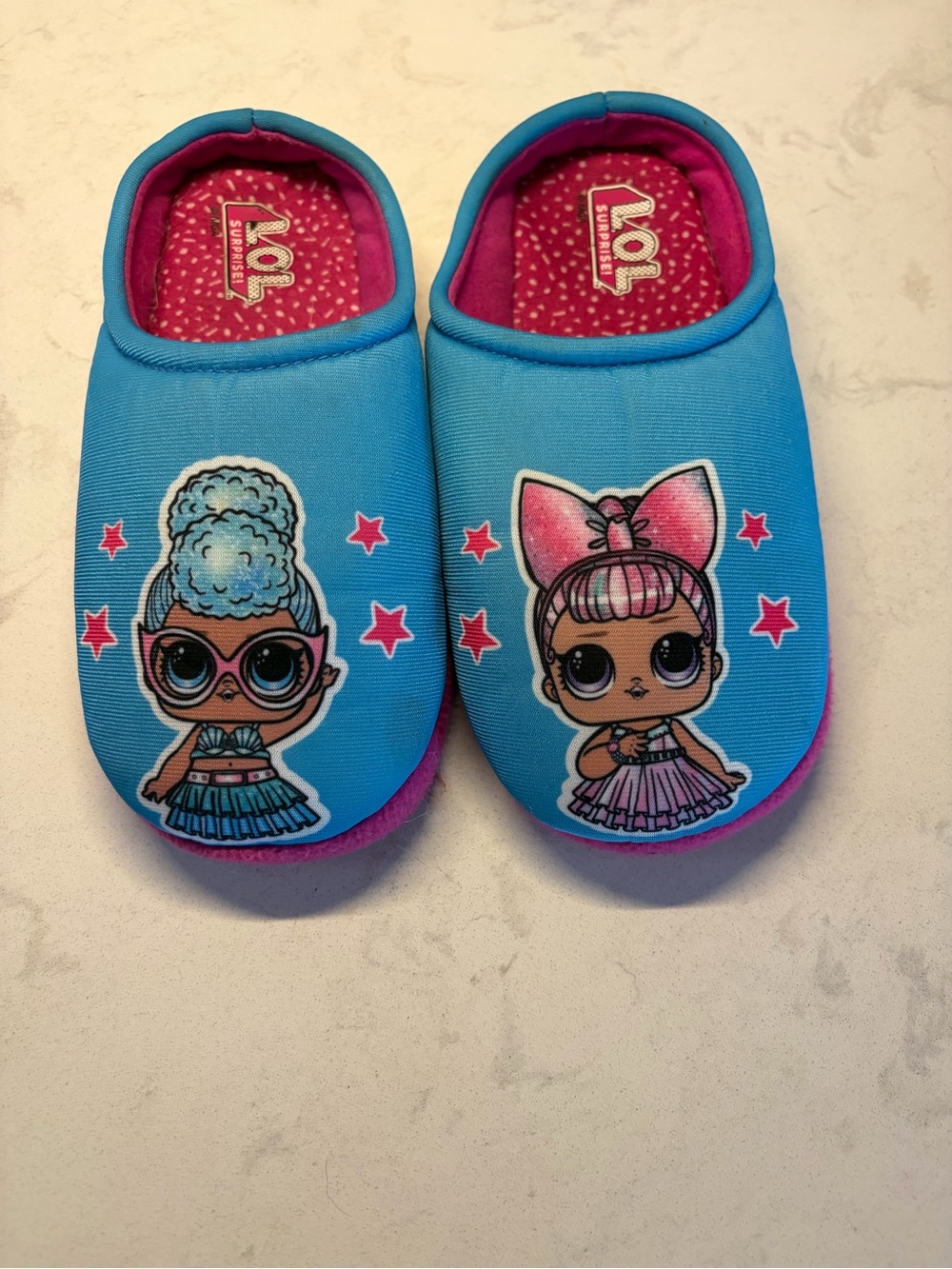 L.O.L. Surprise! Blue and Pink Slip-On Slippers with Character Insole